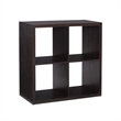Pemberly Row Four Cubby Storage Cabinet with Open Back in Espresso Finish