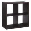 Pemberly Row Four Cubby Storage Cabinet with Open Back in Espresso Finish