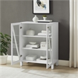 Pemberly Row Stackable Storage Pantry MDF Wood and Glass Doors in White