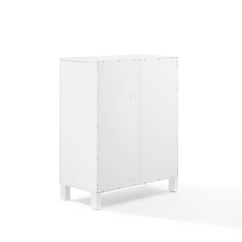 Pemberly Row Stackable Storage Pantry MDF Wood and Glass Doors in White