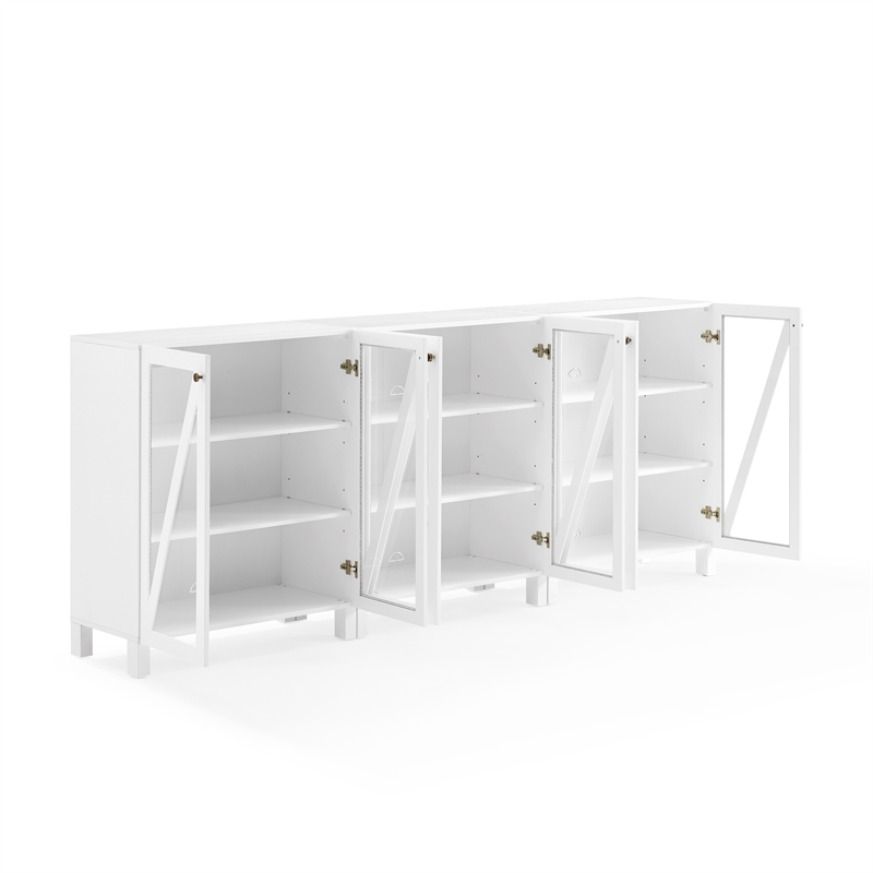 Pemberly Row 3-Piece MDF Wood Media Storage Cabinet Set in White