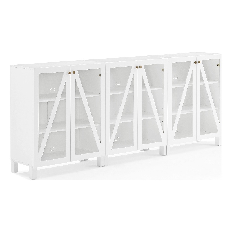 Pemberly Row 3-Piece MDF Wood Media Storage Cabinet Set in White