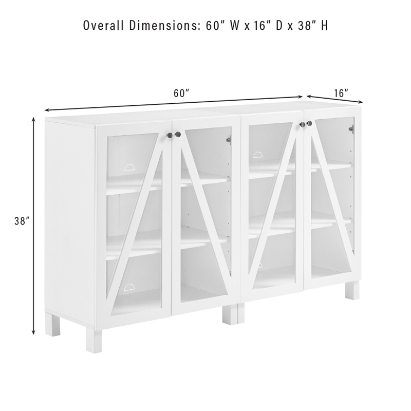 Pemberly Row 2-Piece MDF Wood Media Storage Cabinet Set in White