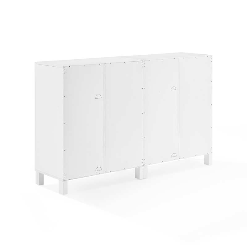 Pemberly Row 2-Piece MDF Wood Media Storage Cabinet Set in White