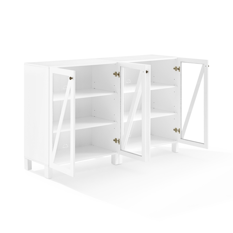 Pemberly Row 2-Piece MDF Wood Media Storage Cabinet Set in White