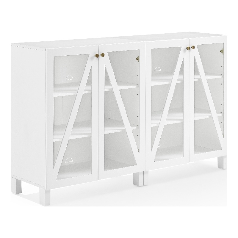 Pemberly Row 2-Piece MDF Wood Media Storage Cabinet Set in White