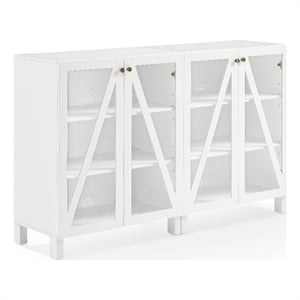 Pemberly Row 2-Piece MDF Wood Media Storage Cabinet Set in White