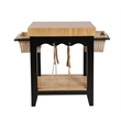 Pemberly Row Butcher Block Kitchen Island with Baskets in Black Wood