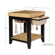 Pemberly Row Butcher Block Kitchen Island with Baskets in Black Wood