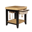 Pemberly Row Butcher Block Kitchen Island with Baskets in Black Wood
