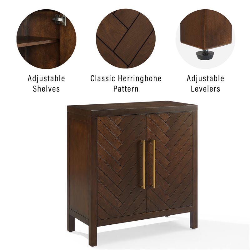 Pemberly Row 2-Door Modern Wood Accent Cabinet in Dark Brown