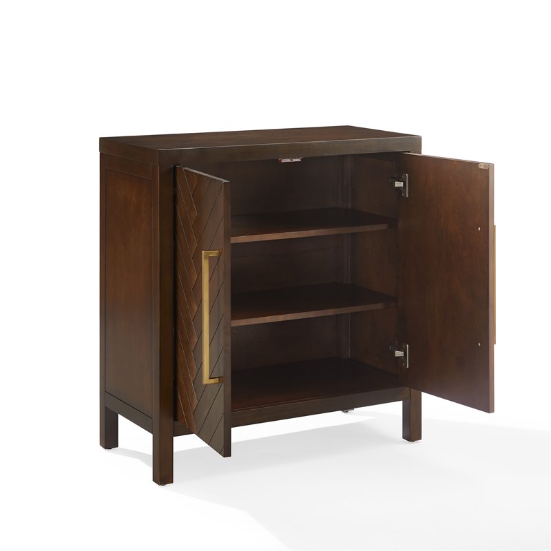 Pemberly Row 2-Door Modern Wood Accent Cabinet in Dark Brown