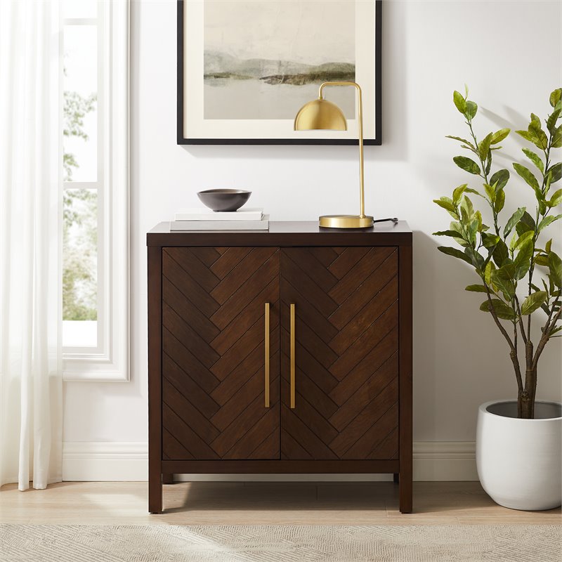 Pemberly Row 2-Door Modern Wood Accent Cabinet in Dark Brown