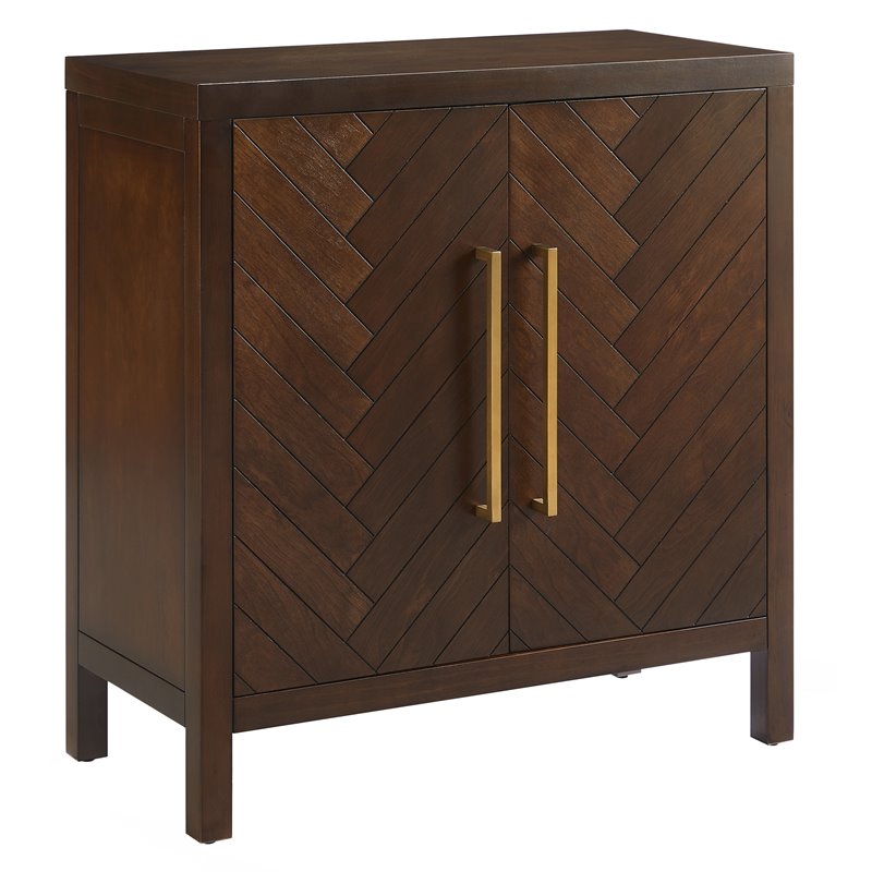 Pemberly Row 2-Door Modern Wood Accent Cabinet in Dark Brown