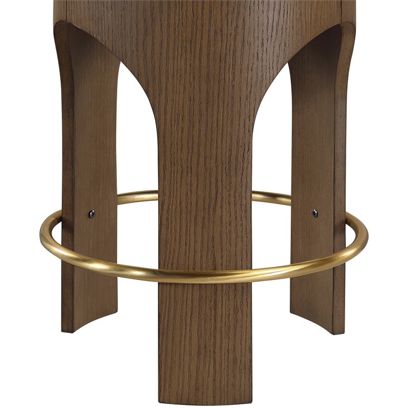 Pemberly Row Green Velvet Upholstered Counter Stool with Walnut Finish