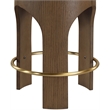 Pemberly Row Green Velvet Upholstered Counter Stool with Walnut Finish
