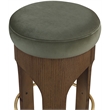 Pemberly Row Green Velvet Upholstered Counter Stool with Walnut Finish