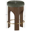 Pemberly Row Green Velvet Upholstered Counter Stool with Walnut Finish