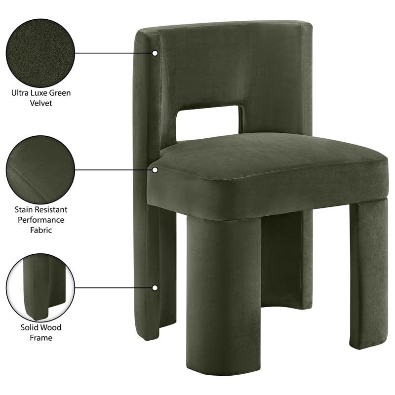 Pemberly Row Green Velvet Performance Fabric Dining Chair (Set of 2)