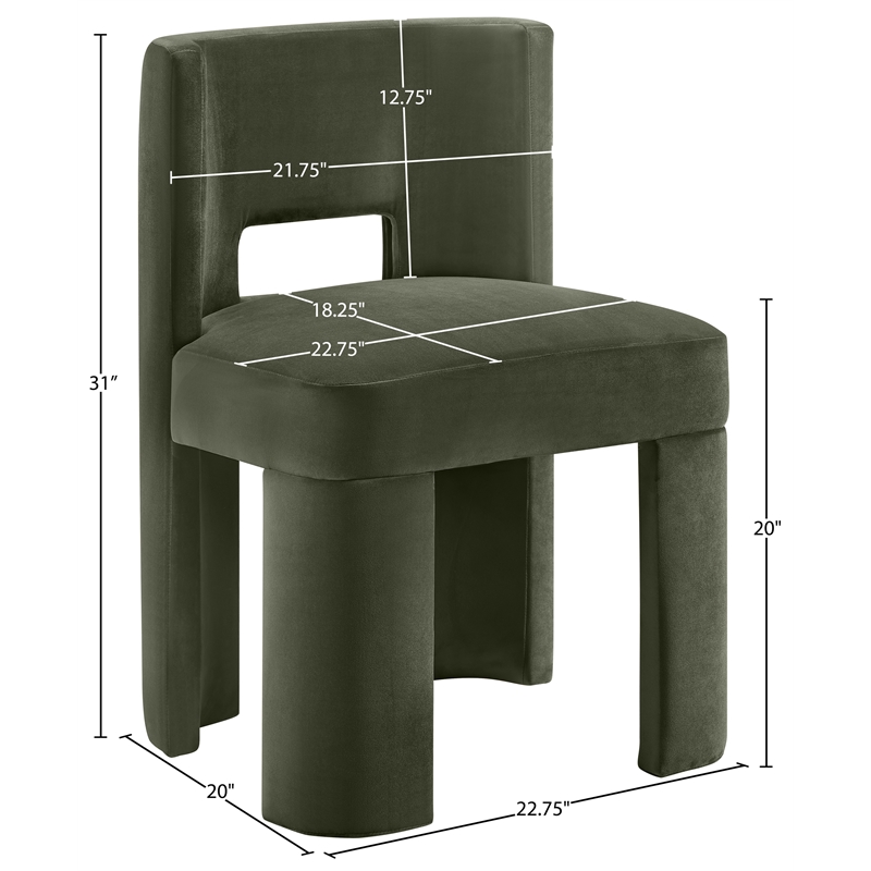 Pemberly Row Green Velvet Performance Fabric Dining Chair (Set of 2)