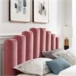 Pemberly Row Queen Velvet Platform Bed in Dusty Rose with Gold Legs