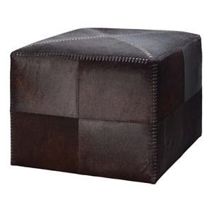 Pemberly Row 18&quot Traditional Leather Ottoman in Espresso