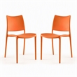 Pemberly Row Polypropylene Plastic Dining Side Chair in Orange Set of 2