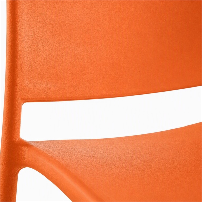 Pemberly Row Polypropylene Plastic Dining Side Chair in Orange Set of 2