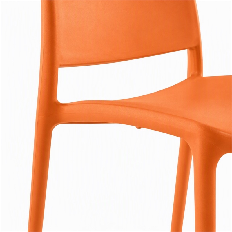 Pemberly Row Polypropylene Plastic Dining Side Chair in Orange Set of 2