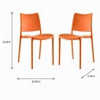Pemberly Row Polypropylene Plastic Dining Side Chair in Orange Set of 2