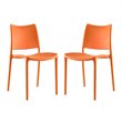 Pemberly Row Polypropylene Plastic Dining Side Chair in Orange Set of 2