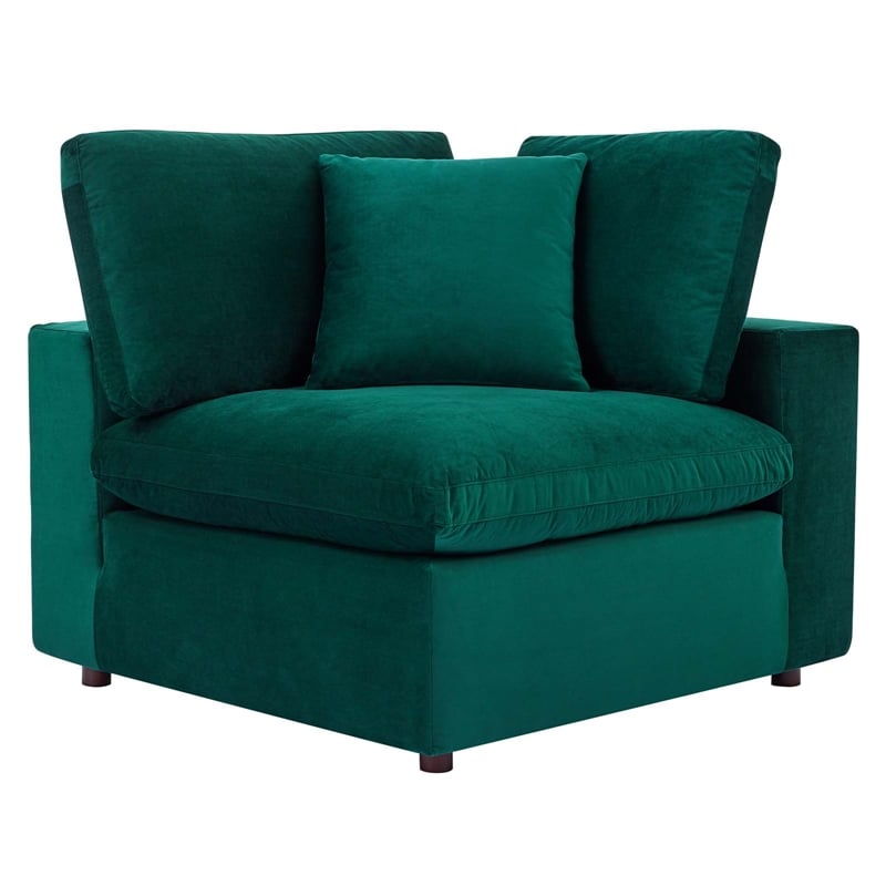 Pemberly Row Velvet Loveseat with Down-Filled Cushions in Green