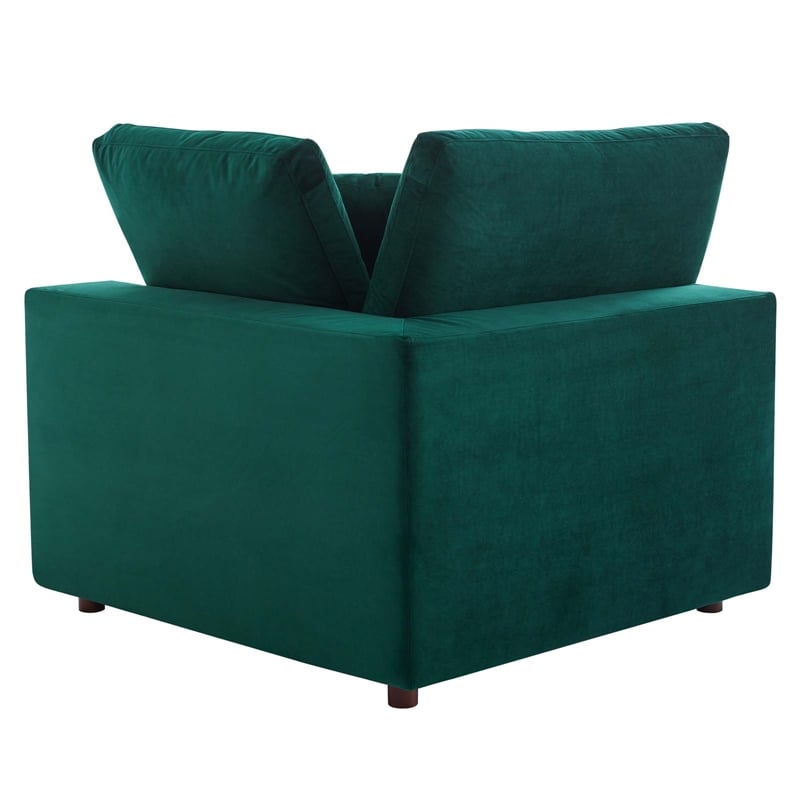 Pemberly Row Velvet Loveseat with Down-Filled Cushions in Green