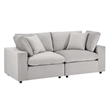 Pemberly Row Down Filled Performance Velvet Loveseat in Light Gray