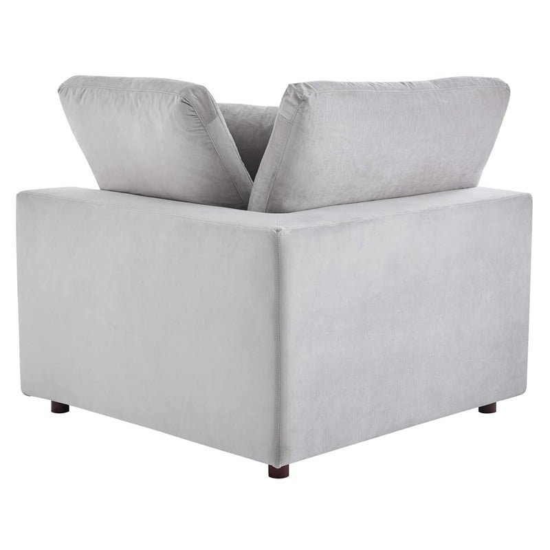 Pemberly Row Performance Velvet Corner Chair in Light Gray