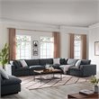 Pemberly Row 6-Piece Gray Polyester Sectional Sofa with Down Cushions