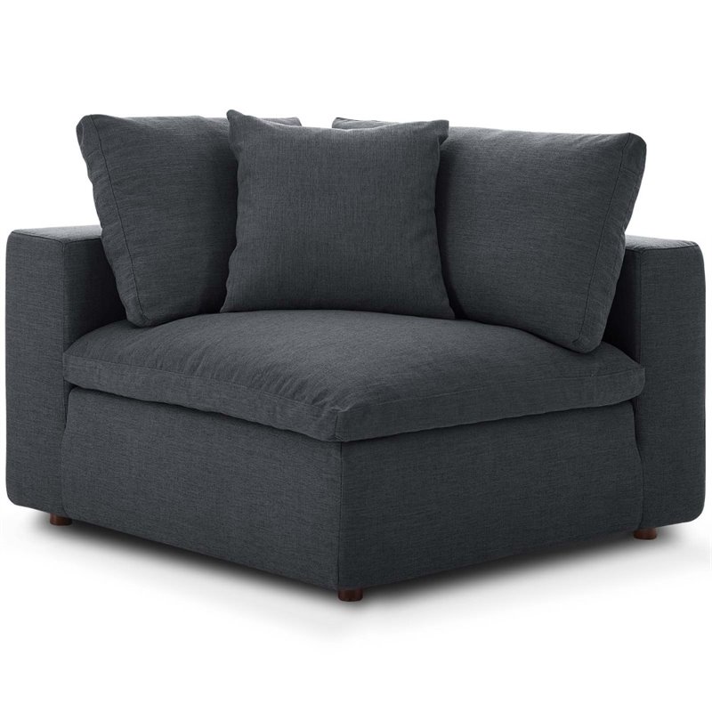 Pemberly Row 6-Piece Gray Polyester Sectional Sofa with Down Cushions