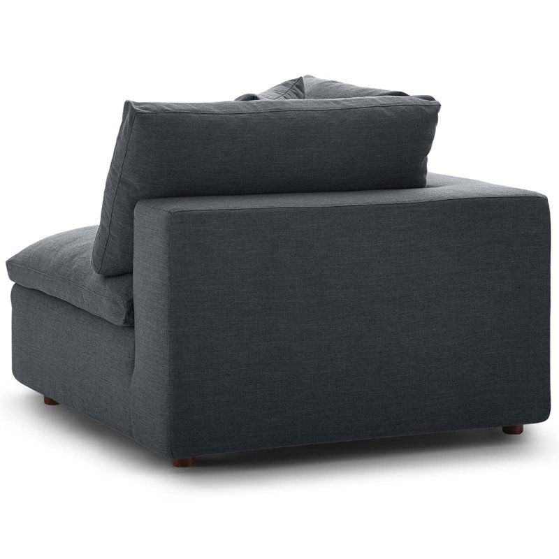 Pemberly Row 6-Piece Gray Polyester Sectional Sofa with Down Cushions