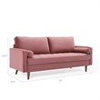 Pemberly Row Modern Velvet Sofa in Dusty Rose with Walnut Legs