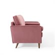 Pemberly Row Modern Velvet Sofa in Dusty Rose with Walnut Legs