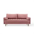 Pemberly Row Modern Velvet Sofa in Dusty Rose with Walnut Legs