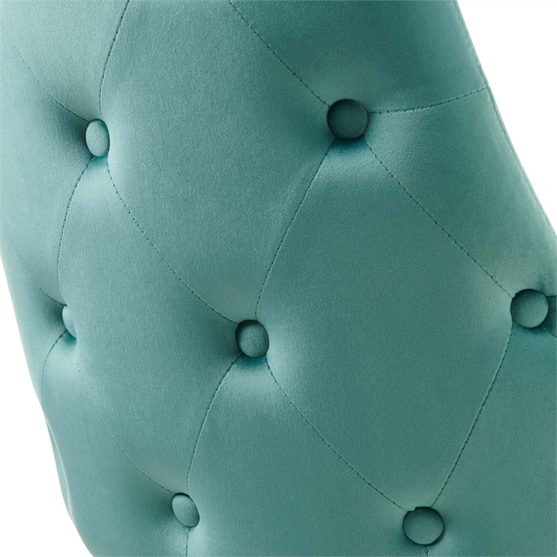 Pemberly Row Modern Velvet Dining Side Chairs in Teal & Gold (Set of 2)