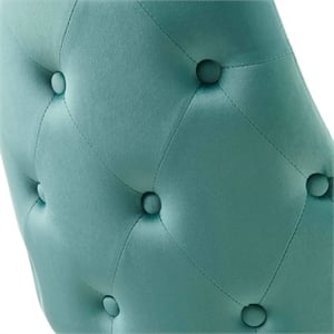 Pemberly Row Modern Velvet Dining Side Chairs in Teal & Gold (Set of 2)