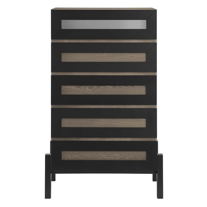 Pemberly Row MDF and Rubberwood Chest with Oak Grain Veneer and 5 Drawers