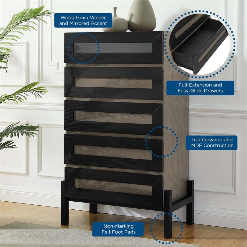 Pemberly Row MDF and Rubberwood Chest with Oak Grain Veneer and 5 Drawers