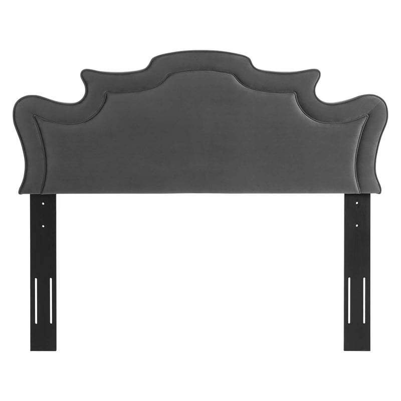 Pemberly Row Performance Velvet Twin Headboard in Charcoal