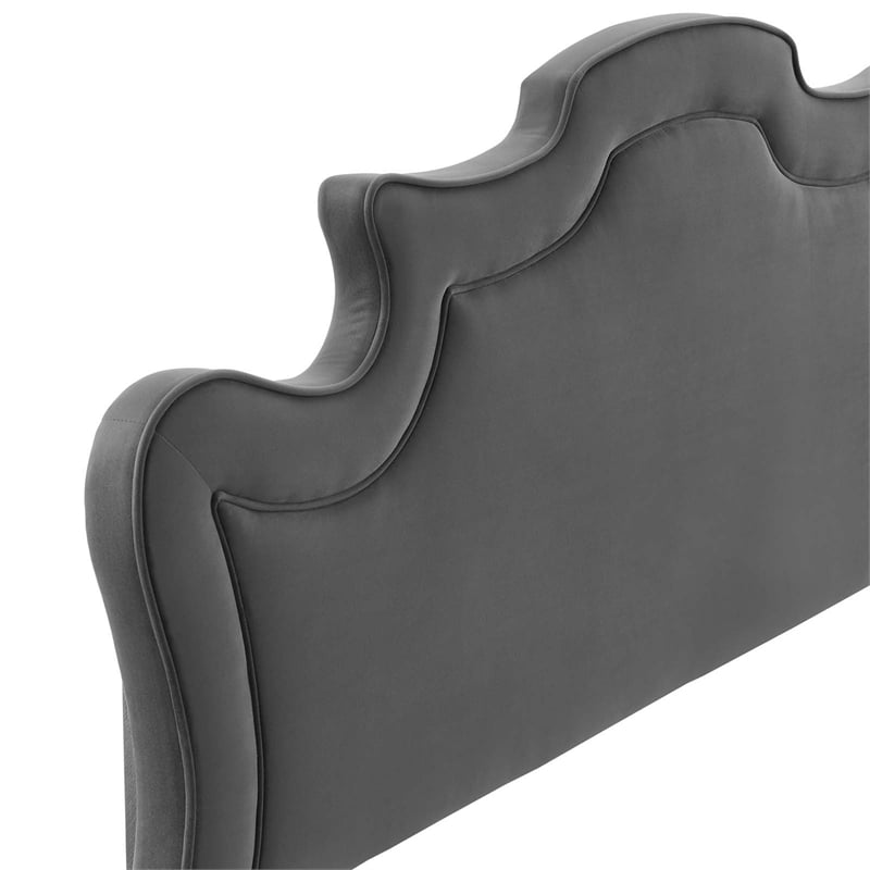 Pemberly Row Performance Velvet Twin Headboard in Charcoal