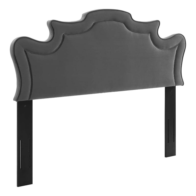 Pemberly Row Performance Velvet Twin Headboard in Charcoal