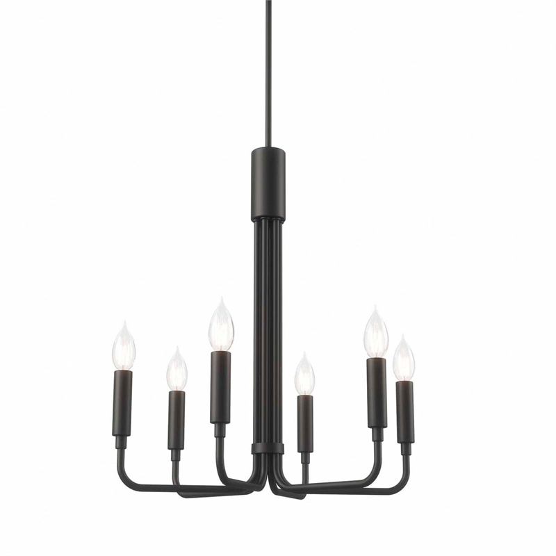 Pemberly Row 6-Light Modern Iron Metal Chandelier in Black Finish