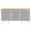Pemberly Row Oak Wood Grain Laminate Sideboard with Mesh Doors